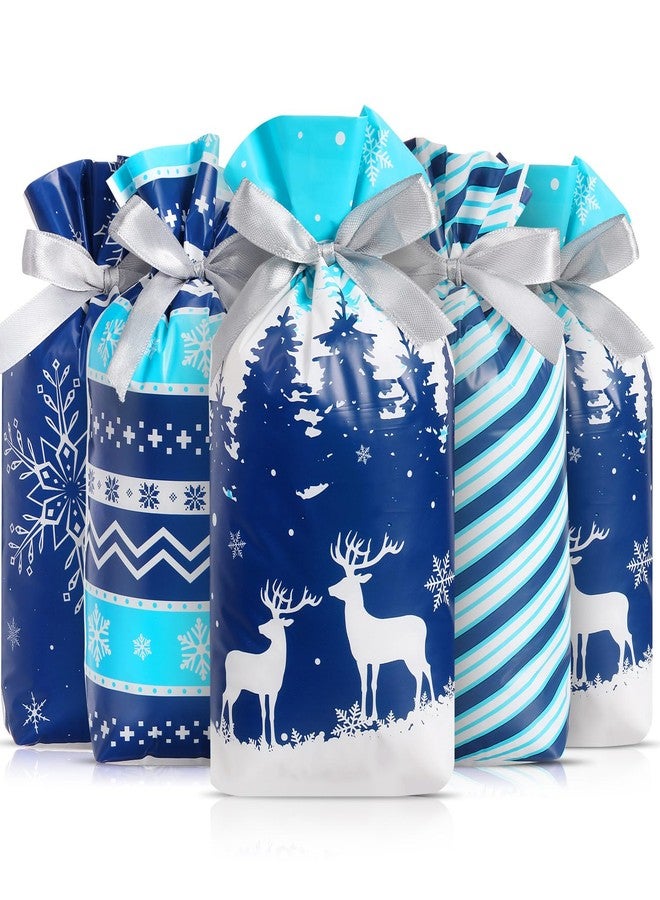 Blosssound 40 Pieces Winter Gift Bags Snowflake Drawstring Favor Bags Winter Plastic Treat Bags Snowflake Treat Candy Bags for Winter Xmas Birthday Party Favors Decor - Image 1